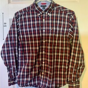 Plaid youth Medium (size 12-14) button down shirt. Worn once for pictures.